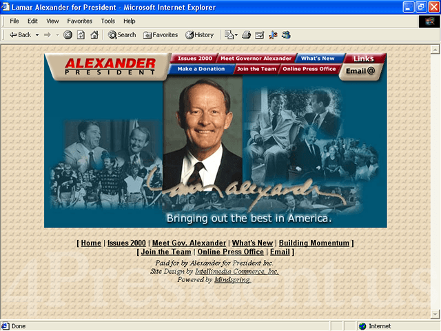 Lamar Alexander 2000 Web Site