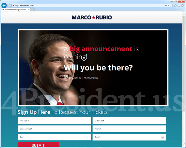 Marco Rubio 2016 Website, March 30, 2015