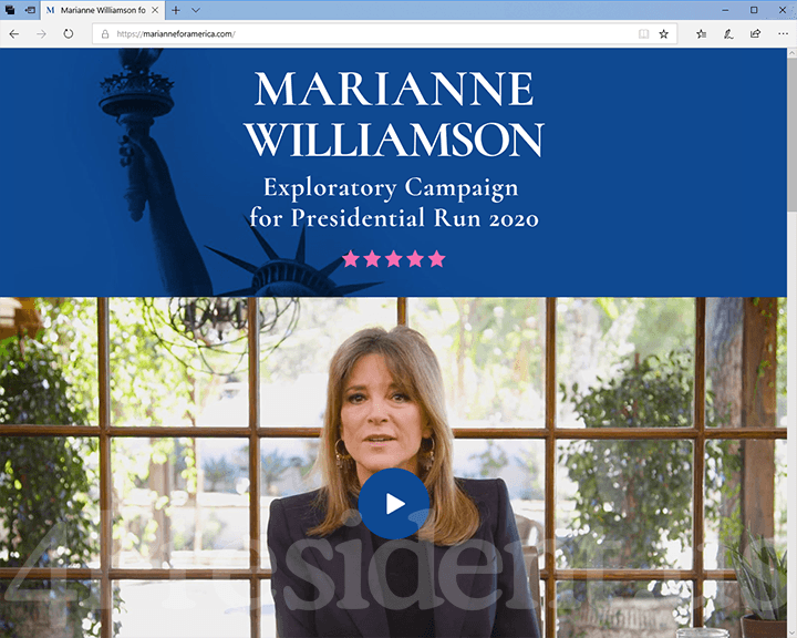 Marianne Williamson 2020 Website, November 15, 2018