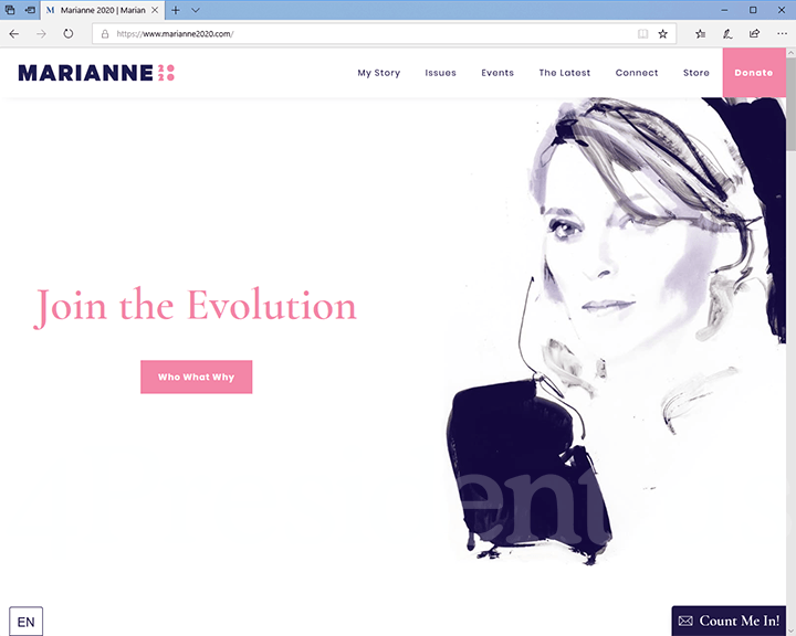 Marianne Williamson 2020 Website, January 28, 2019