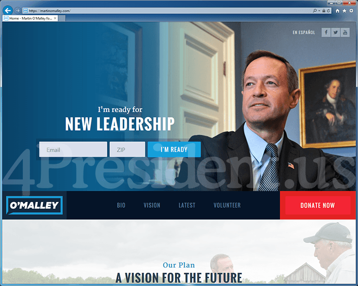 Martin O'Malley 2016 Website, May 30, 2015