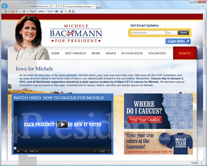 Michele Bachmann 2012 Website, January 3, 2012