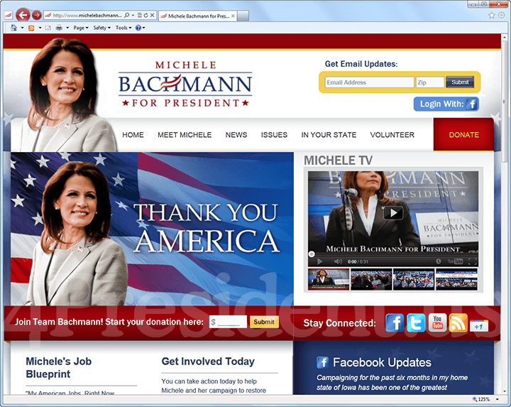 Michele Bachmann 2012 Website, January 4, 2012