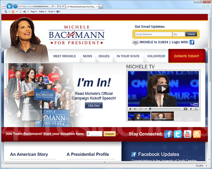 Michele Bachmann 2012 Website, June 27, 2011
