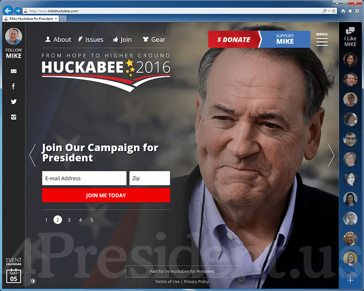Mike Huckabee 2016 Website, May 5, 2015