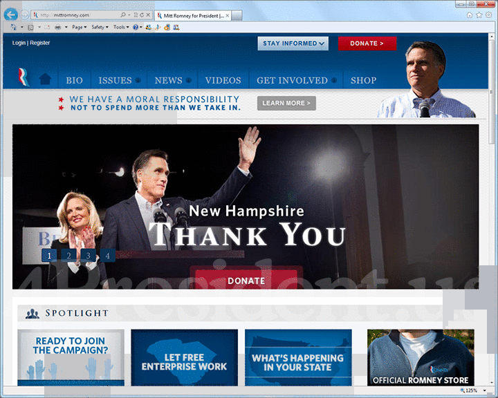Mitt Romney 2012 Website, January 10, 2012