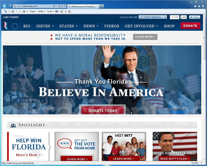 Mitt Romney 2012 Website, January 31, 2012