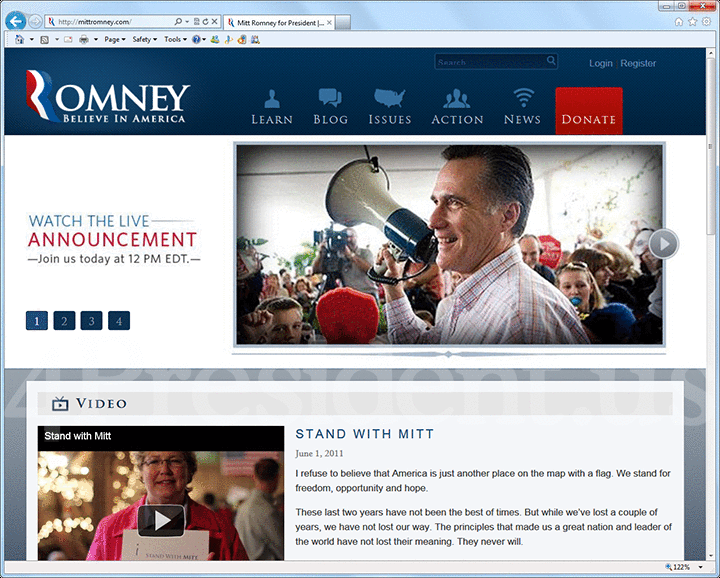 Mitt Romney 2012 Website, June 2, 2011