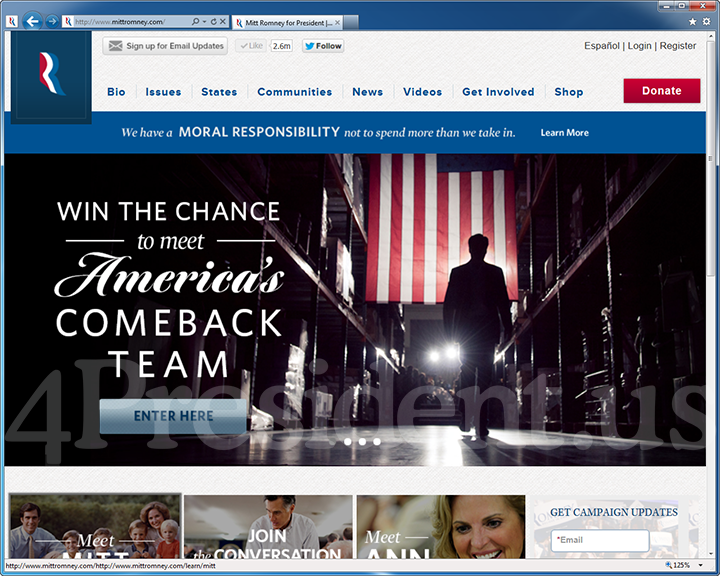 Mitt Romney 2012 Website, July 23, 2012
