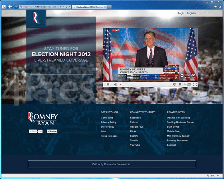 Mitt Romney 2012 Website, November 6, 2012