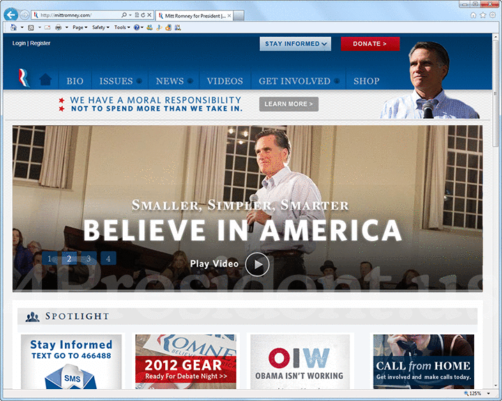 Mitt Romney 2012 Website, November 29, 2011