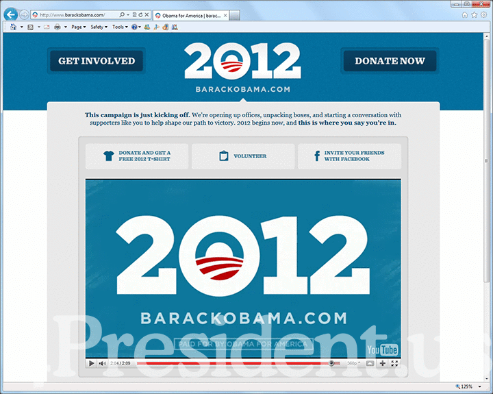 Barack Obama 2012 Website, April 4, 2011