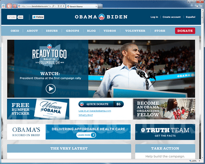Barack Obama 2012 Website, May 5, 2012