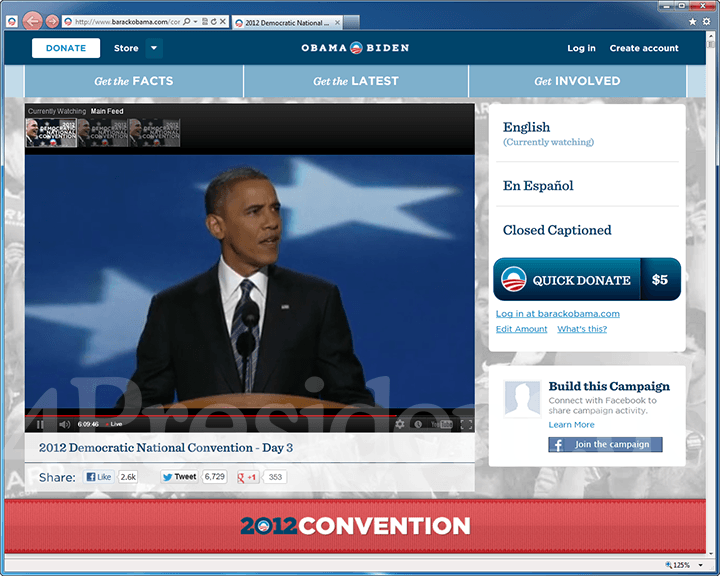 Barack Obama 2012 Website, September 6, 2012