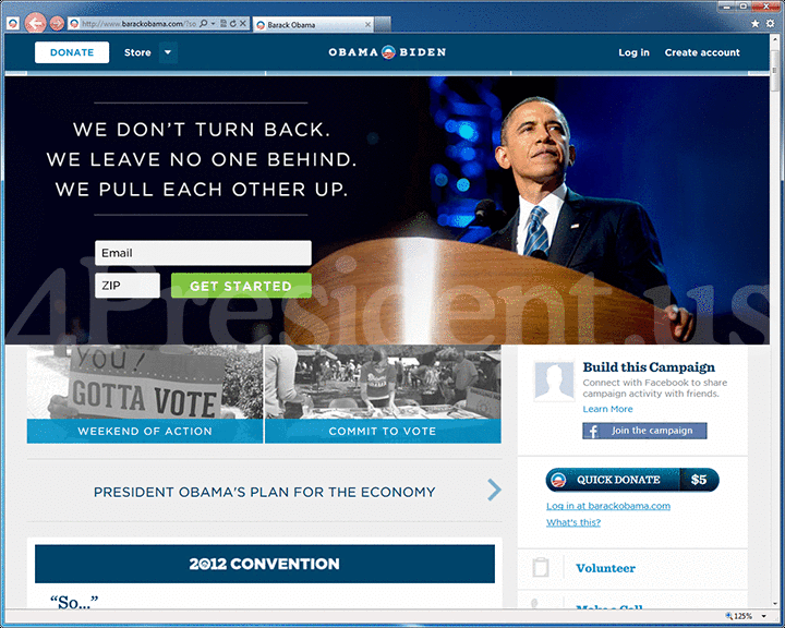 Barack Obama 2012 Website, September 7, 2012