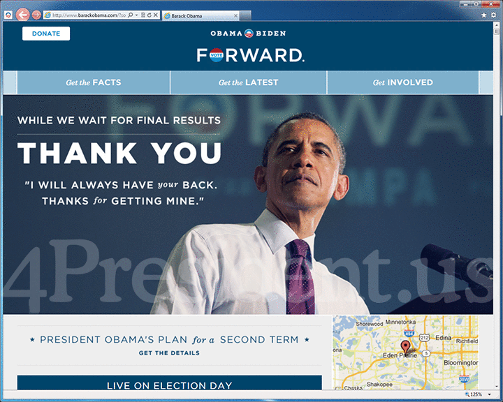 Barack Obama 2012 Website, November 6, 2012