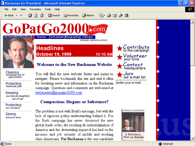 Pat Buchanan 2000 Web Site