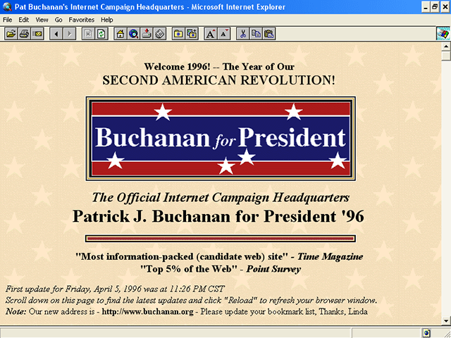 Pat Buchanan 1996 Web Site