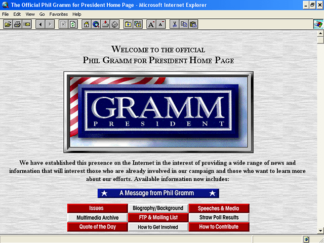 Phil Gramm 1996 Website