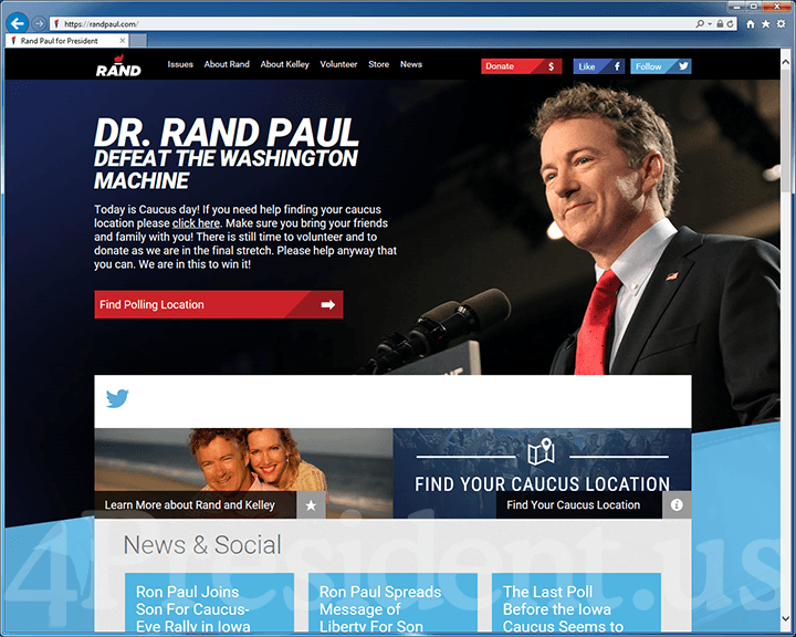Rand Paul 2016 Website, February 1, 2016