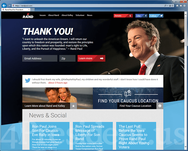 Rand Paul 2016 Website, February 3, 2016