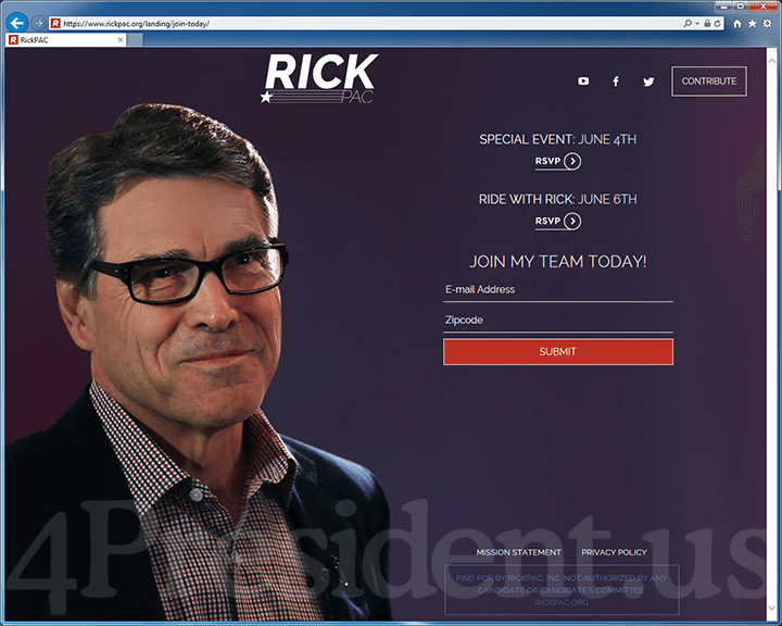 Rick Perry 2016 Website, May 15, 2015