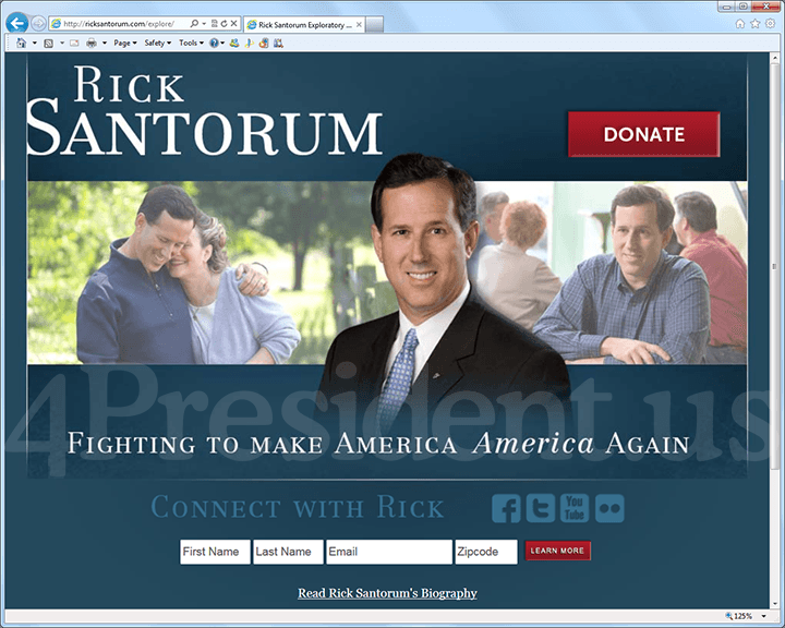 Rick Santorum 2012 Website, May 3, 2011