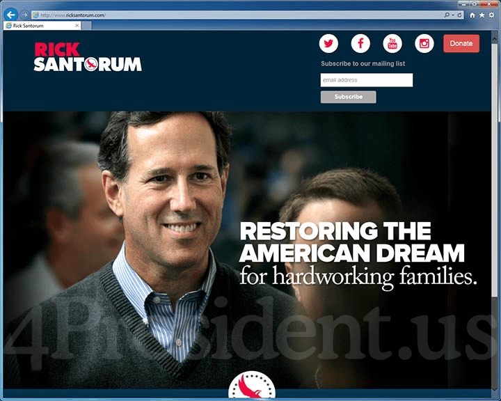 Rick Santorum 2016 Website, May 11, 2015
