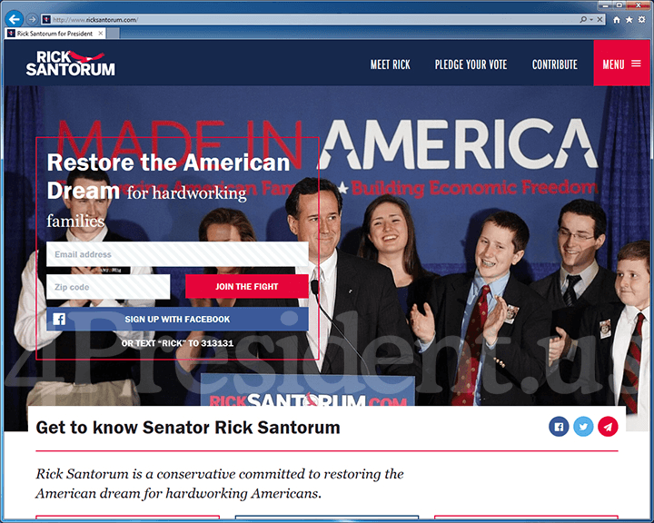 Rick Santorum 2016 Website, May 27, 2015