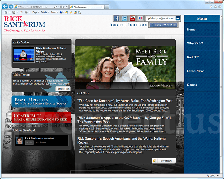 Rick Santorum 2012 Website, June 6, 2011