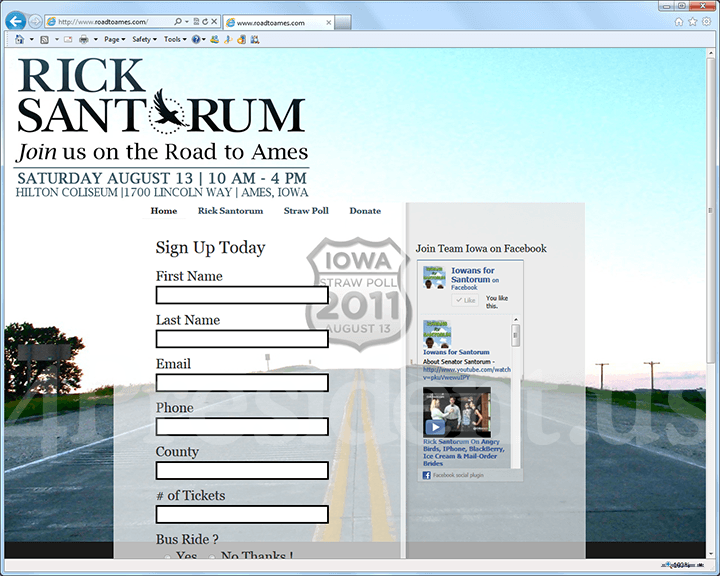 Rick Santorum 2012 Website, July 15, 2011