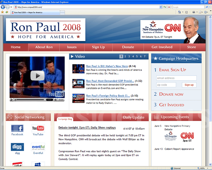 Ron Paul 2008 Website, June 5, 2007