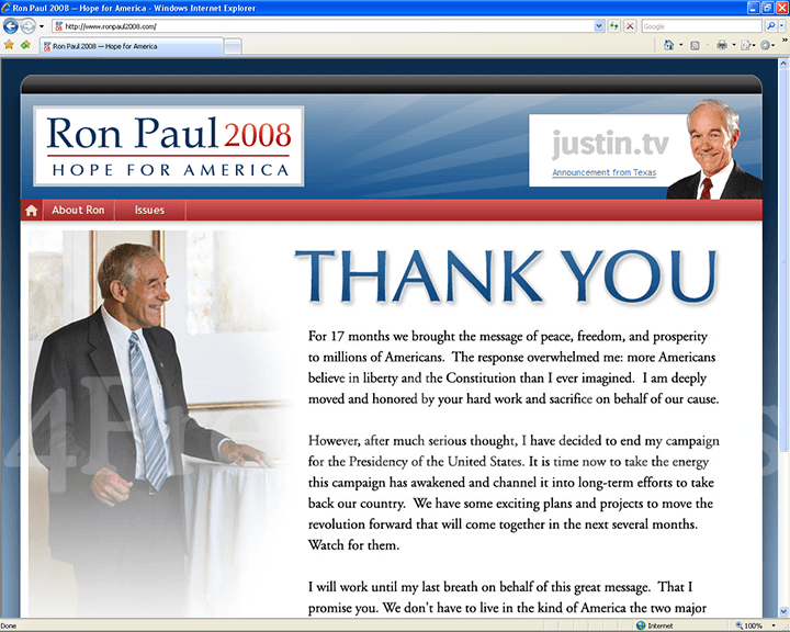 Ron Paul 2008 Website, June 12, 2008