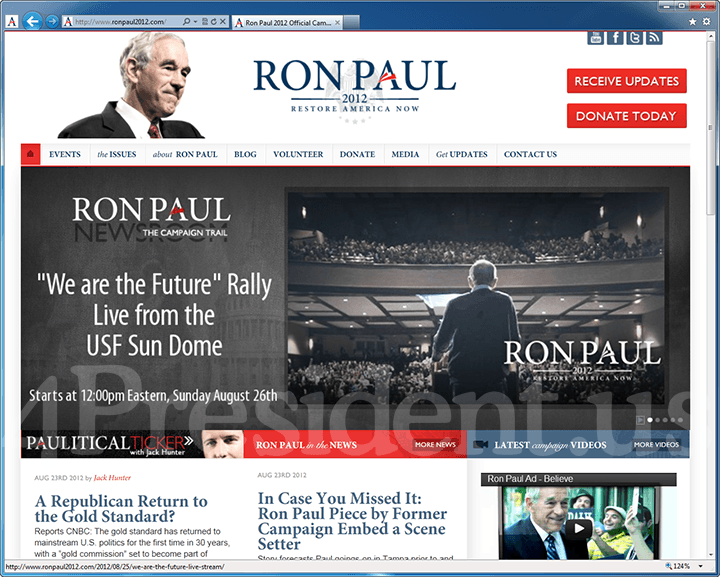 Ron Paul 2012 Website, August 26, 2012
