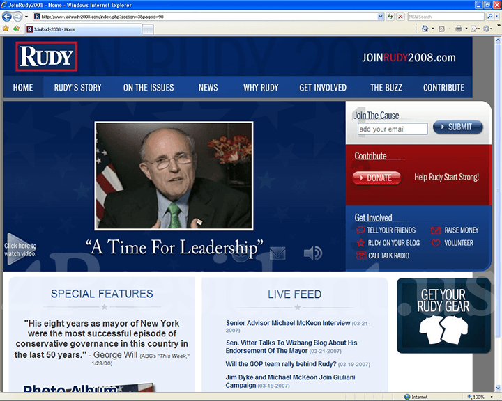 Rudy Giuliani 2008 Website, March 22, 2007