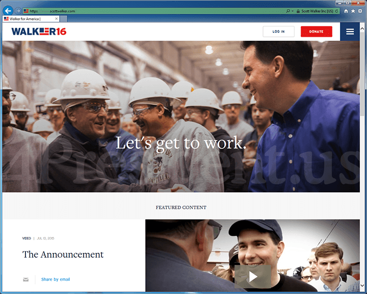 Scott Walker 2016 Website, July 13, 2015