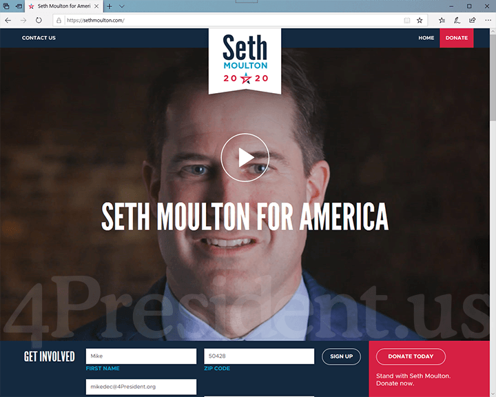 Seth Moulton 2020 Website, August 23, 2019