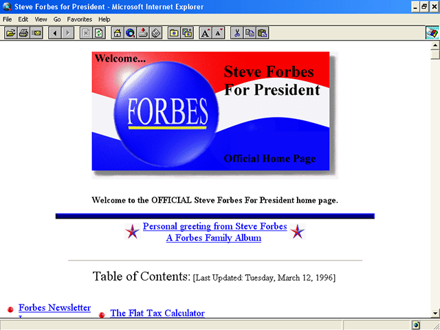 Steve Forbes 1996 Website