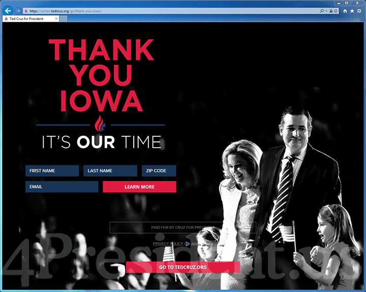 Ted Cruz 2016 Website, February 2, 2016