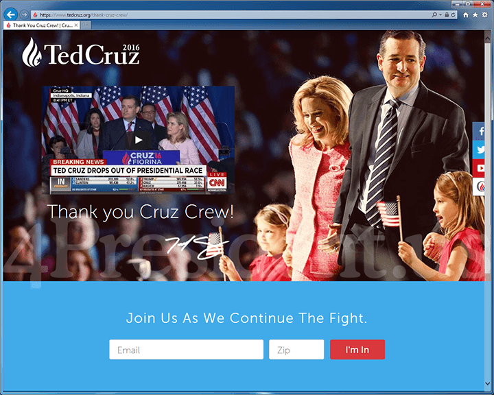 Ted Cruz 2016 Website, May 4, 2016