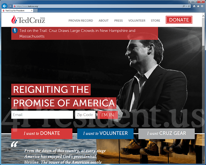 Ted Cruz 2016 Website, June 7, 2015