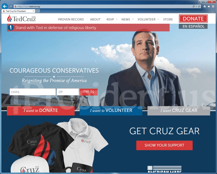Ted Cruz 2016 Website, August 22, 2015
