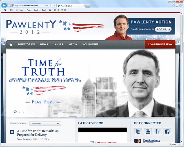 Tim Pawlenty 2012 Website, May 23, 2011