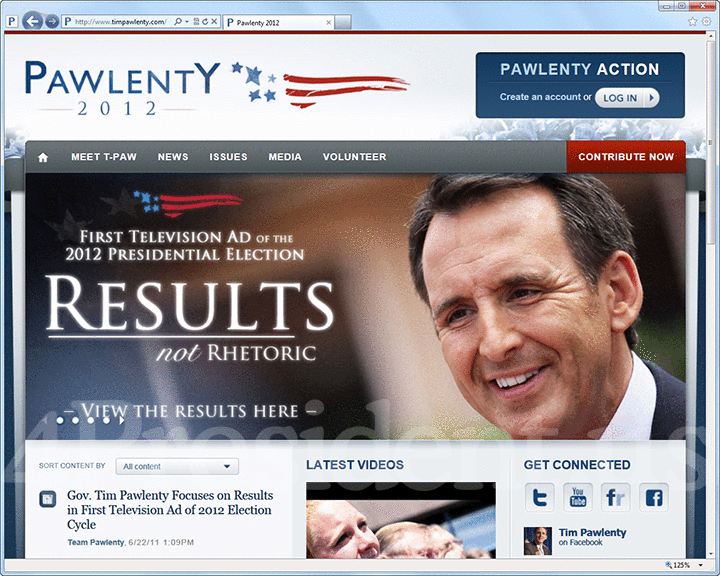 Tim Pawlenty 2012 Website, June 22, 2011