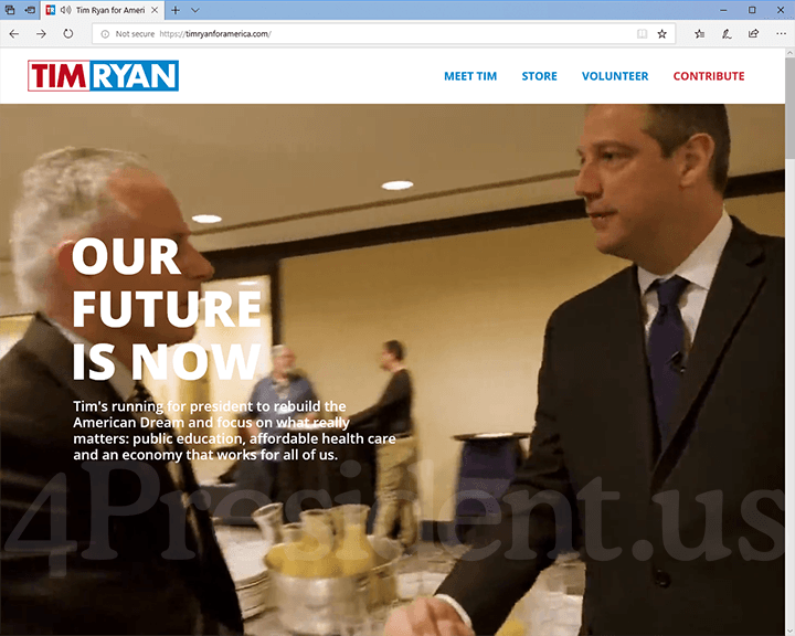 Tim Ryan 2020 Website, April 4, 2019