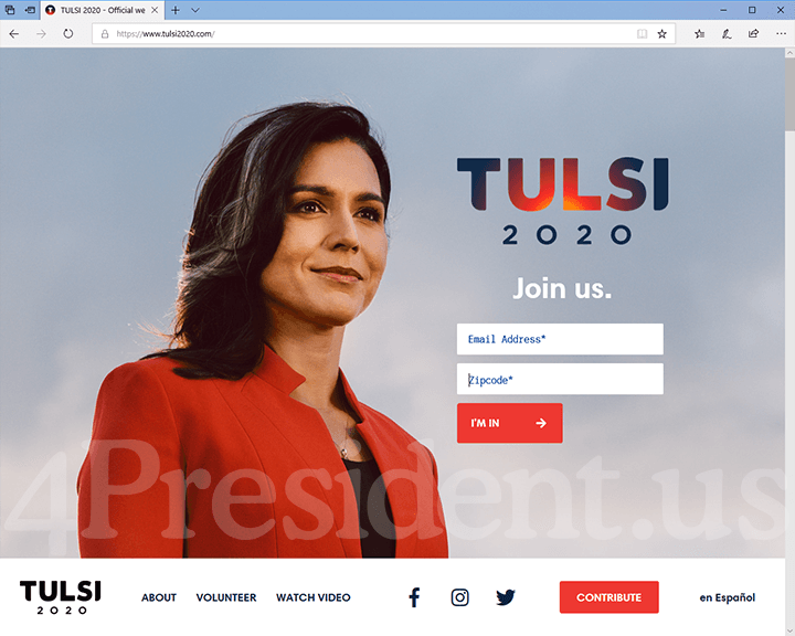 Tulsi Gabbard 2020 Website, January 24, 2019
