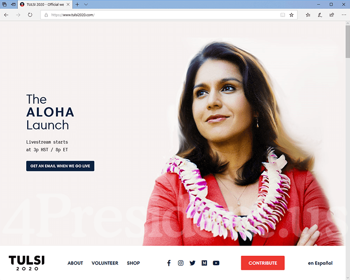 Tulsi Gabbard 2020 Website, February 2, 2019