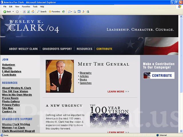 Wes Clark 2004 Web Site, September 17, 2003
