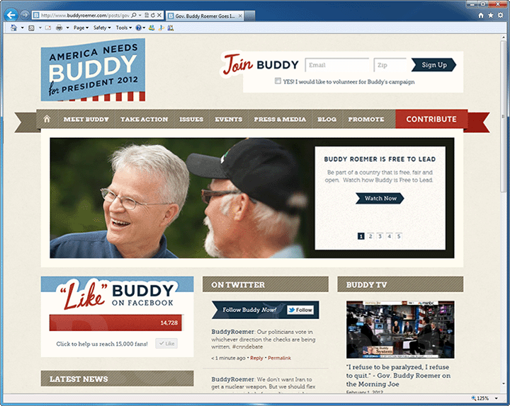 Buddy Roemer 2012 Website, February 22, 2012