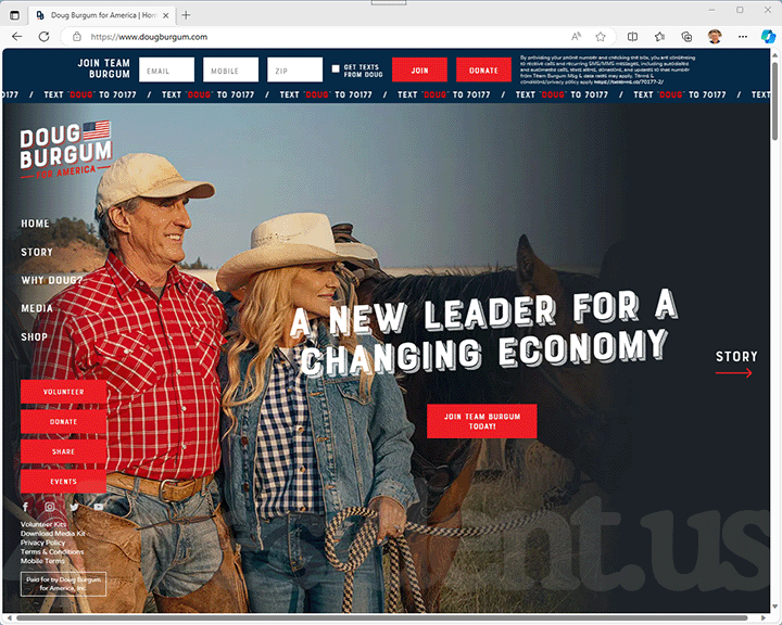 Doug Burgum 2024 Website, December 4, 2023